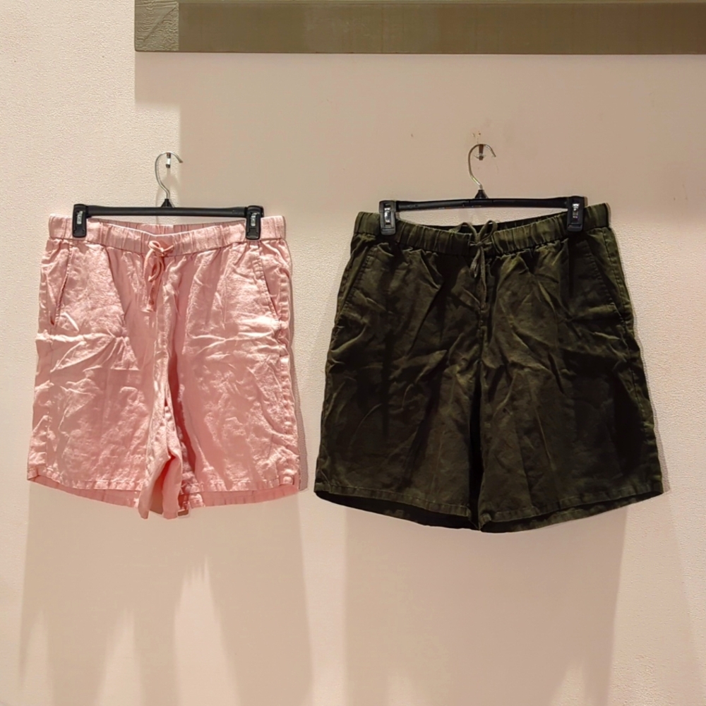 Two Pairs Of Eileen Fisher Shorts, Elastic Waist … - image 1